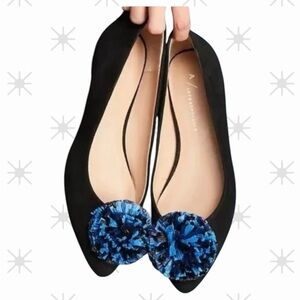 Anthropologie Flats with Raffia Pom Poms